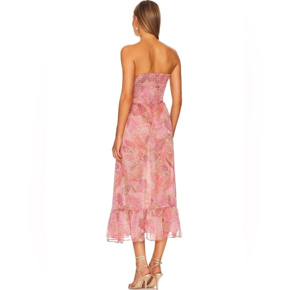 Misa Los Angeles pink chiffon midi dress in Muted Paisley - Picture 3 of 7